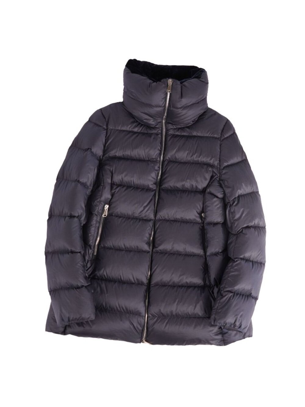 Moncler Coat Torcol Down Collar Velour Zip Up Nylon Navy 0